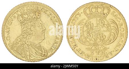 agosto d'or. August III SAS (Król polski ; 1733-1763), governatore, Croll, Ernest Dietrich (fl. 1753-1763), moneyer Foto Stock