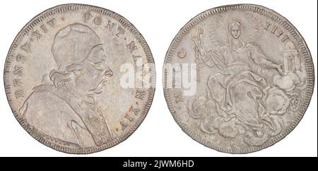 scudo. Państwo Kościelne, Benedict XIV (papież ; 1740-1758), governatore, Hamerani, Ottone (1694-1761), moneyer Foto Stock