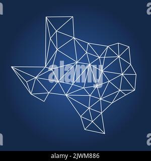 Mappa poligonale del Texas. Mappa vettoriale triangolare geometrica astratta. Basso tipo di poli. Illustrazione Vettoriale