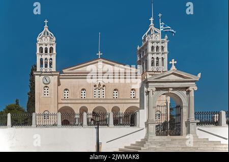 Agia Triada Chiesa nel villaggio di Lefkes Paros Isola Grecia Foto Stock