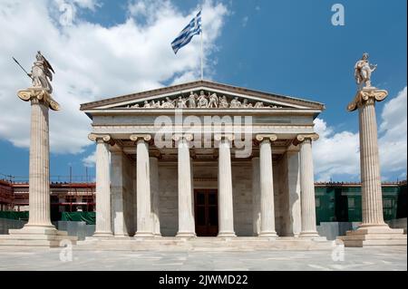 Vista all'Accademia di Atene, Grecia Foto Stock