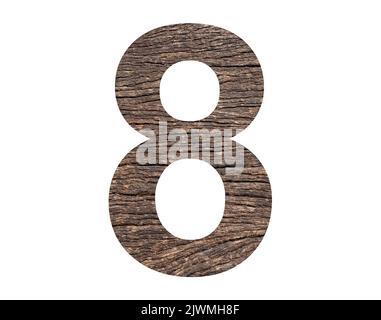 Numero 8 - sfondo rustico corteccia albero Foto Stock