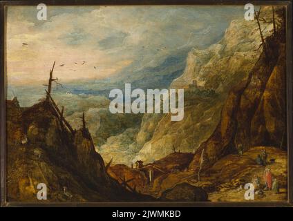 Paesaggio di montagna con un albero rotto. Momper, Joos de, II (1564-1635), pittore Foto Stock