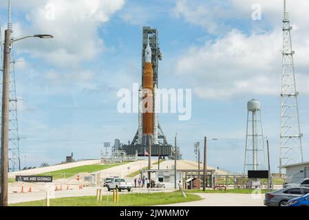 Rocket del sistema di lancio spaziale della NASA Foto Stock