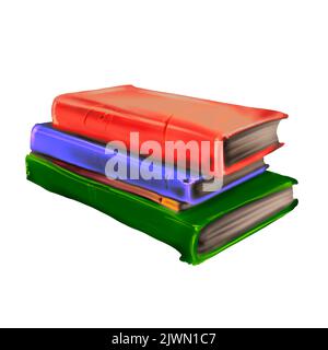 Illustrazione acquerello di libri vecchi. scuola realistica vintage di libri Foto Stock