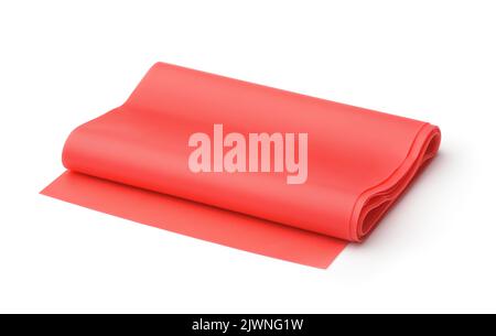 Rotolo di fascia elastica rossa per il fitness isolato su bianco Foto Stock