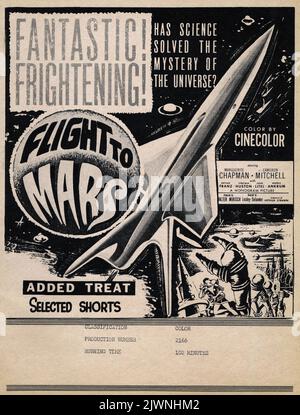 Poster di classificazione per il film Flight to Mars (1951), della divisione Alberta Ministry of Labour Fonds, Amusements Foto Stock