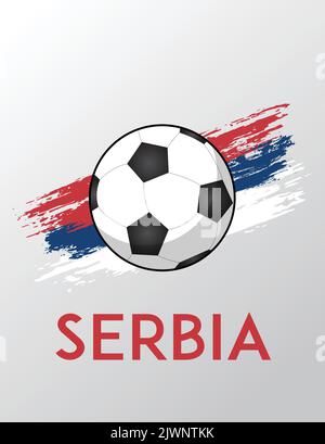 Bandiera Serbia con effetto pennello per tema Calcio Illustrazione Vettoriale