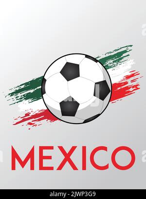 Bandiera del Messico con effetto pennello per tema calcio Illustrazione Vettoriale