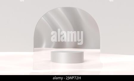Astratto bianco 3D sfondo studio per la presentazione di prodotti cosmetici. Stanza grigia vuota con ombre di finestra. Visualizza il prodotto con sfondo sfocato Foto Stock
