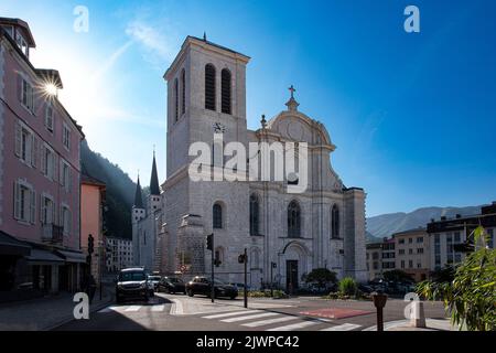 chiesa della città di Saint Claude nel Giura in Francia Foto Stock