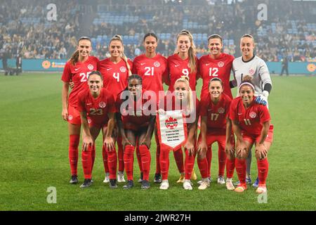 Moore Park, Australia. 06th Set, 2022. La squadra di calcio femminile canadese vista durante il gioco 2 della partita di calcio femminile internazionale amichevole tra Australia e Canada allo stadio Allianz. Credit: SOPA Images Limited/Alamy Live News Foto Stock