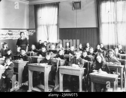 Classe scolastica a Delsboskola. Skolklass i Delsboskola. Foto Stock