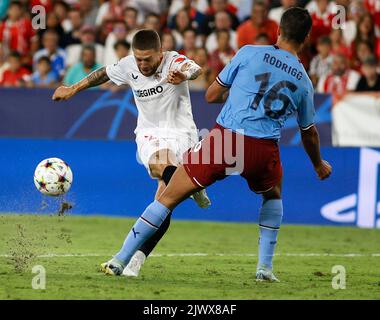 SIVIGLIA 6/09/2022 JORNADA 1 LIGA DE CAMPEONES (FSE DE GRUPOS) ESTADIO SANCHEZ-PIZJUAN SEVILLA FC-MANCHESTER CITY .ARCHSEV FOTO MANUEL GÓMEZ 900/CORDON PRESS Foto Stock