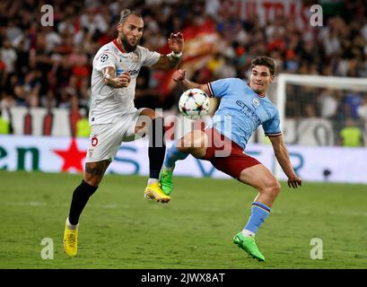 SIVIGLIA 6/09/2022 JORNADA 1 LIGA DE CAMPEONES (FSE DE GRUPOS) ESTADIO SANCHEZ-PIZJUAN SEVILLA FC-MANCHESTER CITY .ARCHSEV FOTO MANUEL GÓMEZ 900/CORDON PRESS Foto Stock