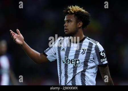 Parigi, Francia. 06th Set, 2022. Weston Mckennie di Juventus FC gests durante la partita UEFA Champions League Group H tra Paris Saint Germain FC e Juventus FC al Parc des Princes il 6 settembre 2022 a Parigi, Francia . Credit: Marco Canoniero/Alamy Live News Foto Stock