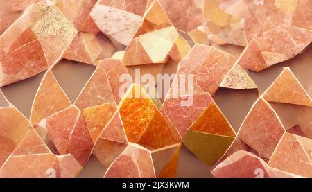 Una texture di fondo di forme geometriche dai colori tenui in arancione, giallo, rosa e verde patina. Foto Stock