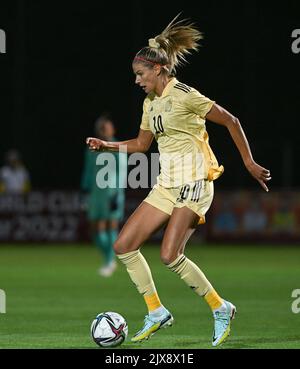 Justine Vanhaevermaet in Belgio ha mostrato in azione durante la partita tra la nazionale belga di calcio femminile The Red Flames e l'Armenia, a Yerevan, Armenia, martedì 06 settembre 2022, la finale di qualificazione del Gruppo F, per i Campionati del mondo di calcio femminile. FOTO DI BELGA DAVID CATRY Foto Stock