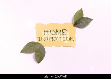 Visualizzazione concettuale Home Inspection esame della condizione di una proprietà legata alla casa. Parola per l'esame della condizione di una casa relativa Foto Stock