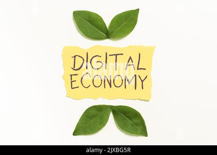 Segnaletica digitale Economyrete mondiale di attività e tecnologie economiche. Approccio aziendale rete mondiale di attività economiche Foto Stock