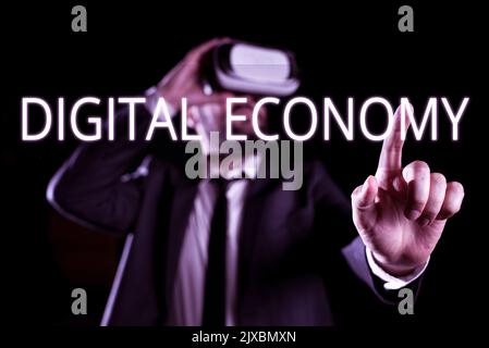 Segnaletica digitale Economyrete mondiale di attività e tecnologie economiche. Fotografia concettuale rete mondiale di attività economiche Foto Stock