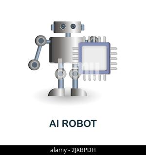Ai Robot icona. 3d illustrazione dalla collezione di intelligenza artificiale. Creative ai Robot 3D icona per web design, modelli, infografiche e altro ancora Illustrazione Vettoriale