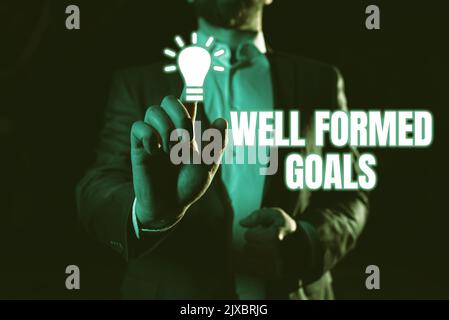 Segno di testo che mostra GoalsInner ben formato Coaching obiettivi diretti o target. Business idea Inner Coaching obiettivi diretti avanti o. Foto Stock