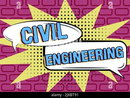 Visualizzazione concettuale Ingegneria civile progettazione progettazione costruzione di strade ponti edifici pubblici. Word for progettazione costruzione di strade ponti Foto Stock