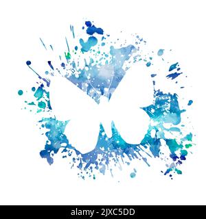 Blu blob e farfalla. Illustrazione vettoriale. Decorazione astratta grunge. Illustrazione vettoriale. Illustrazione Vettoriale