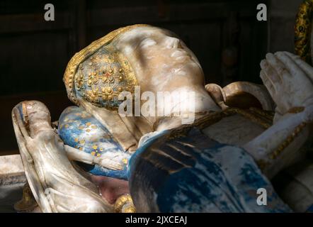 Tomba della famiglia Bardolph del XV secolo, chiesa di Dennington, Suffolk, Inghilterra, Regno Unito - Joan Bardolph morì nel 1447 Foto Stock