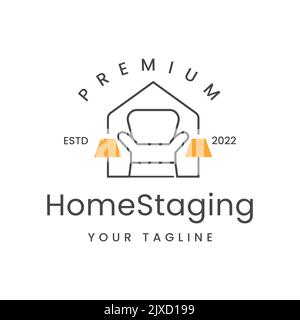 Disegno di illustrazione del vettore del mobile, Home Stage Living Room Logo di affari, disegno di decorazione del mobile, manutenzione della proprietà Mobili Vector Templat Illustrazione Vettoriale