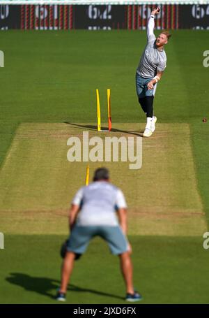 Il ben Stokes inglese durante la sessione di Nets al Kia Oval, Londra. Data immagine: Mercoledì 7 settembre 2022. Foto Stock