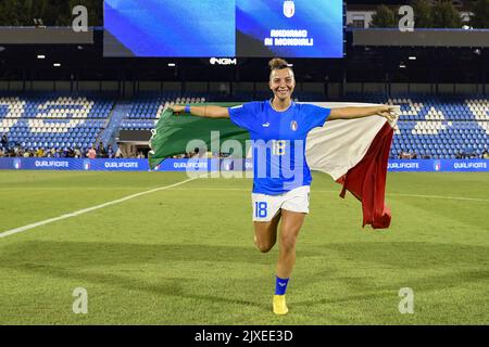 Arianna Caruso (Italia) durante la partita di qualificazione della Coppa del mondo di donne 2023 FIFA tra le donne 2-0 Romania Donne allo Stadio Paolo Mazza il 6 settembre 2022 a Ferrara. Credit: Maurizio Borsari/AFLO/Alamy Live News Foto Stock