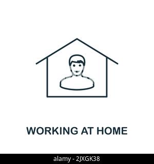 Icona lavorare a casa. Elemento semplice della nuova raccolta normalità. Icona di lavoro a casa monocromatica riempita per modelli, infografiche e banner Illustrazione Vettoriale
