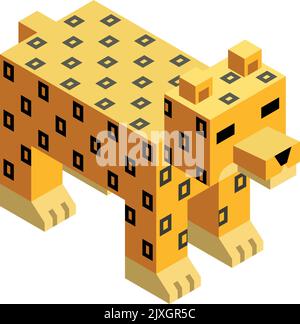 Leopard pixel poligono. Icona Poly animal bassa Illustrazione Vettoriale