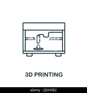 3D icona Stampa. Elemento semplice della collezione tecnologica. Riga 3D icona Stampa per modelli, infografiche e banner Illustrazione Vettoriale