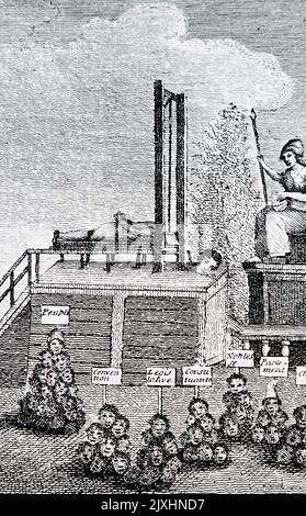 Illustrazione del numero proporzionale di vittime della ghigliottina, provenienti da diverse classi della società, durante la Rivoluzione francese. Datato 19th ° secolo Foto Stock