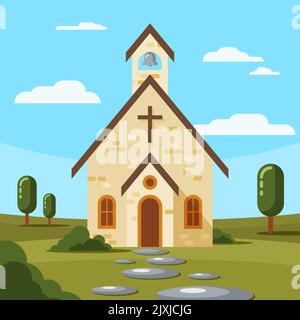 Disegno piano chiesa edificio Vector illustrazione. Illustrazione Vettoriale