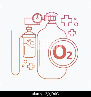 Simbolo del serbatoio di ossigeno gradiente, illustrazione vettoriale. Illustrazione Vettoriale