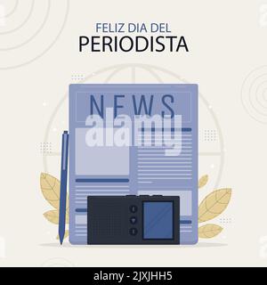 Illustrazione del vettore di dia del periodista piatto. Illustrazione Vettoriale