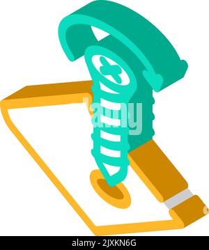 serrare il complessivo cacciavite a vite per mobili isometrico icona figura vettoriale Illustrazione Vettoriale