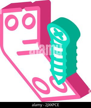 inserire il bullone assieme mobili isometrico icona figura vettoriale Illustrazione Vettoriale