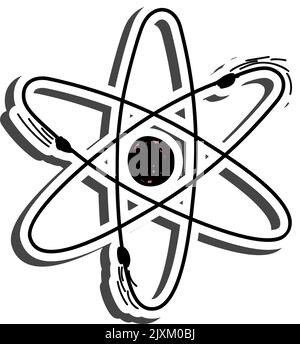 Adesivo di fisica con ombra sul tema dell'istruzione. Ritorno a scuola. Illustrazione vettoriale. Illustrazione Vettoriale