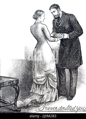 Illustrazione raffigurante l'accettazione di una proposta di matrimonio. Datato 19th ° secolo Foto Stock