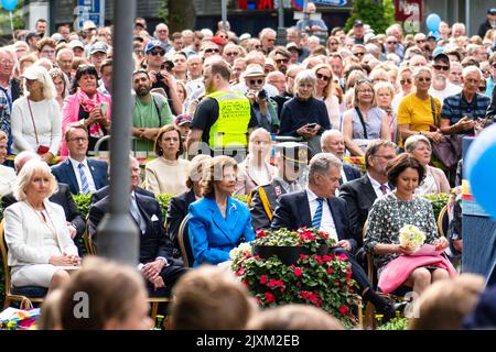 il presidente finlandese Sauli Niinistö e sua moglie Jenni Haukio, Åland 100 celebrazioni a Mariehamn, Finlandia il 09.06.2022. Fotografia: Rob Watkins/ALAMY Foto Stock