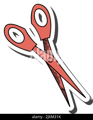 Adesivo a forbice con ombra sul tema dell'istruzione. Ritorno a scuola. Illustrazione vettoriale. Illustrazione Vettoriale