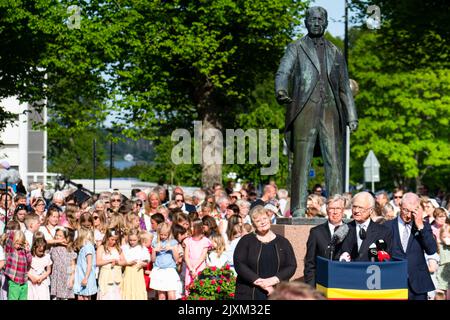 Discorso di Re Carl XVI Gustaf di Svezia alle celebrazioni del 100° anniversario di Åland a Mariehamn, Finlandia, il 09.06.2022. Fotografia: Rob Watkins/Alamy Foto Stock