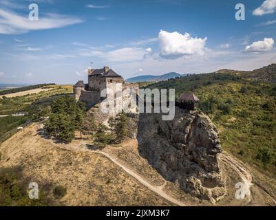 Veduta aerea del Castello di Boldogko in Ungheria Foto Stock