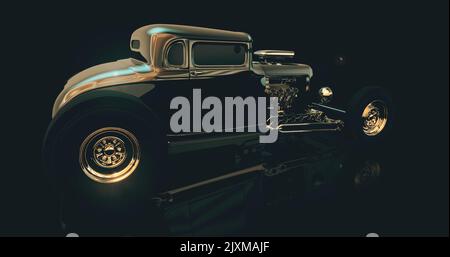 Hot Rod 3D render Foto Stock