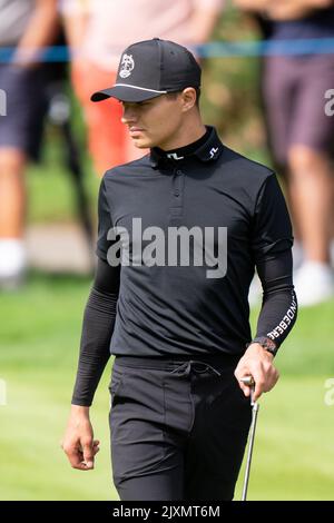 Lando Norris durante il BMW PGA Championship 2022 Celebrity Pro-Am al Wentworth Club, Virginia Water, Regno Unito, 7th settembre 2022 (Foto di Richard Washbrooke/News Images) Foto Stock